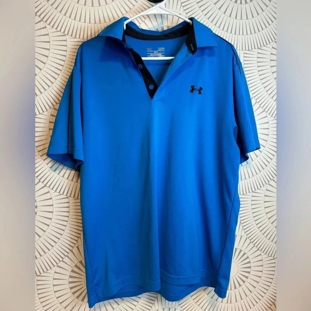 Under Armour Men's Blue Polo with Black Accents